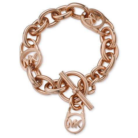 michael kors chain and elements bracelet lock rose gold